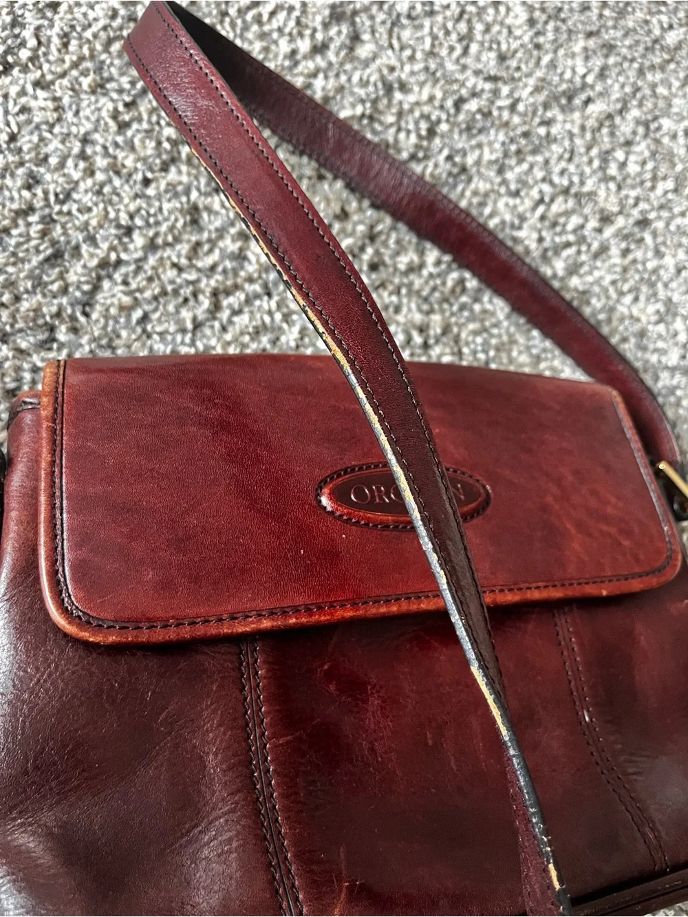 Oroton women’s Leather Crossbody Bag in Deep Burgundy